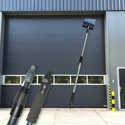SOP - Aluminium Telescoopsteel Set Met Wasborstel - Waterdoorvoer en Gardena aansluiting - 2 x 150 cm lang - Met Softgrip