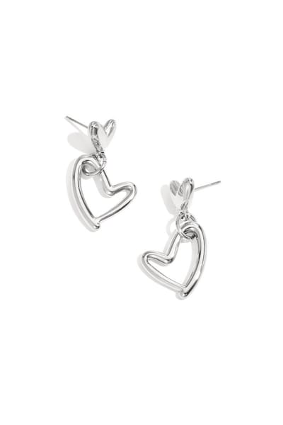 Oorsteker 2 harten/stainless steel/zilver kleur/Bling-it