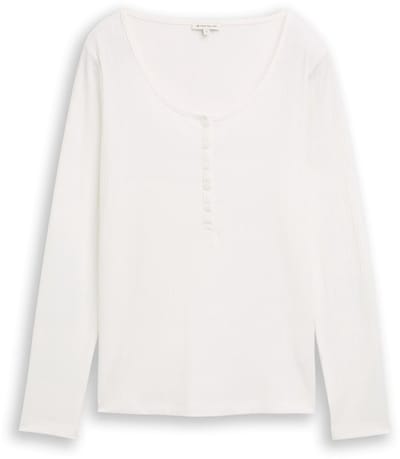 Tom Tailor - Slim fit Henley-shirt met lange mouwen - Maat XL - Whisper White