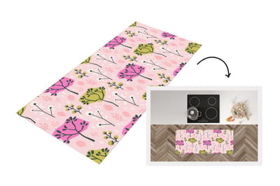 Keukenloper - Loper keuken - Roze - Bomen - Bladeren - Design - 120x50 cm - Keukenloper vinyl