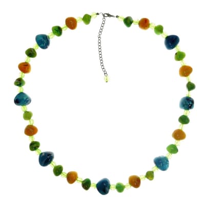 Behave Kralen ketting groen blauw geel 62 cm