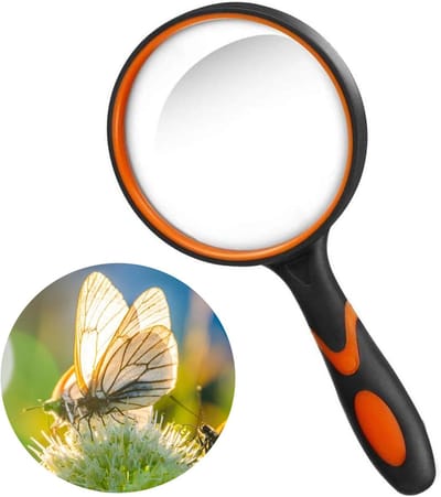 Vergrootglas - 10x vergrootglas - Handvergrootglas - Leesvergrootglas - Huishoudelijk accessoire - Geschikt voor lezen- repareren en het observeren van insecten - Oranje - 13,5*5,7*1,5 cm