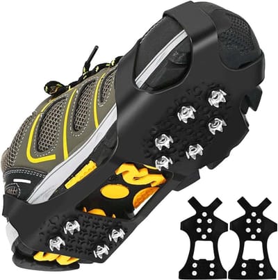 Famanu - 2 paar anti-slip schoenspikes, ijsklauwen voor schoenen, sneeuw en ijspikes voor wandelen in de winter