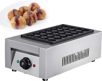 Mini Pannenkoekenmaker - Takoyaki Maker Wafelijzer - Snacks Maken - Snelle Gelijkmatige Verhitting - 4 cm Doorsnee - Zilver