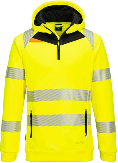 Portwest DX4 Hi-Vis 1/4 Hoodie met rits DX482 - Geel/Zwart - 4XL