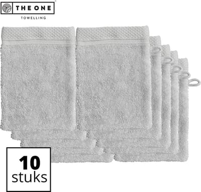 The One Towelling Ultra Deluxe washandjes - 10 Stuks- Washanden - Voordeelverpakking - 100% katoen - Zilvergrijs