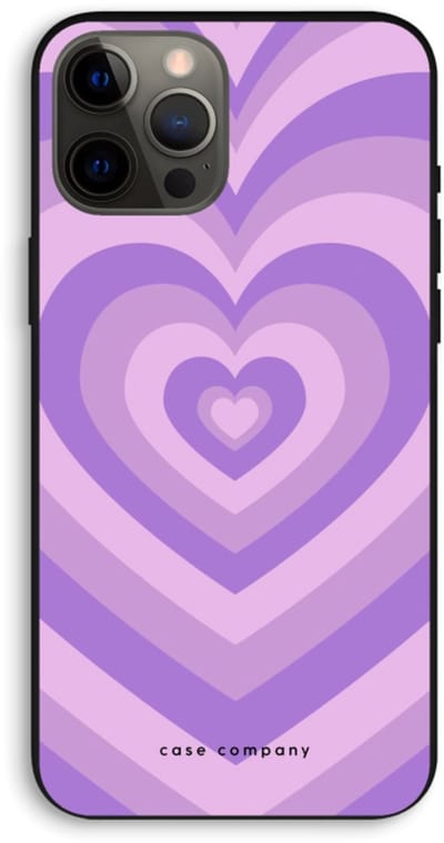 Case Company® - Hoesje geschikt voor iPhone 12 Pro Max hoesje - Hart Paars - Biologisch Afbreekbaar Telefoonhoesje - Bescherming alle Kanten en Schermrand
