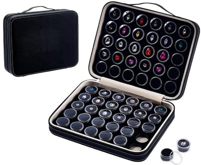 Allecto - Edelstenen Sieraden Vitrine - Opbergdoos voor Diamanten - Kunststof - Zwart - 60 Stuks - Ideaal voor Kristallen Ringen en Sieraden - Comp...