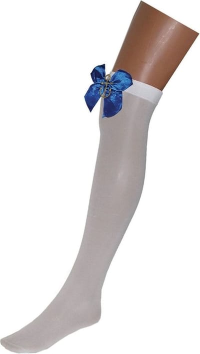 Sailor Matrozen overknee kousen - wit - size S/M - blauwe strik - anker - verkleed - carnaval