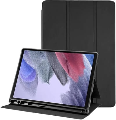 Tablet Hoes Geschikt voor Samsung Galaxy Tab A7 Lite | Luxe Tri-Fold Book Case | Kunst Leren Bescherm Hoes | Standaard Functie | Zwart