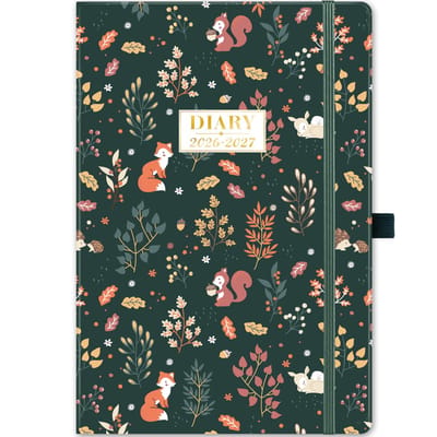 Dailygoods- Dagboek 2026-2027 - A5 Weekagenda - Hardcover - Waterdichte Hoes - Penlus - 2 Bladwijzers - Achterzak - Bosthema - Agenda