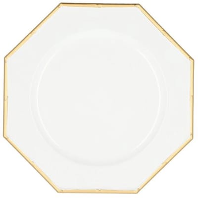 HBX natural living onderbord kunststof hexagon wit-goud 33cm kinderservies.