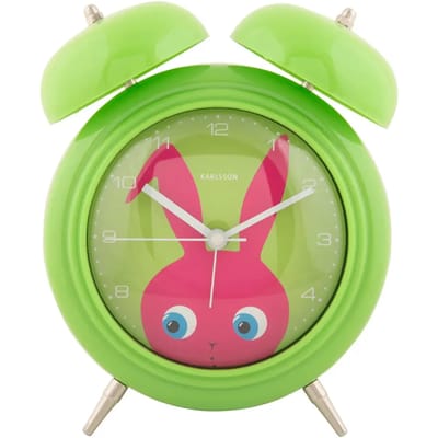 Karlsson Wekker Peekaboo Bunny - Groen - 15.2x6.5x18.2cm - Scandinavisch - Wekker voor slaapkamer - Wekkers