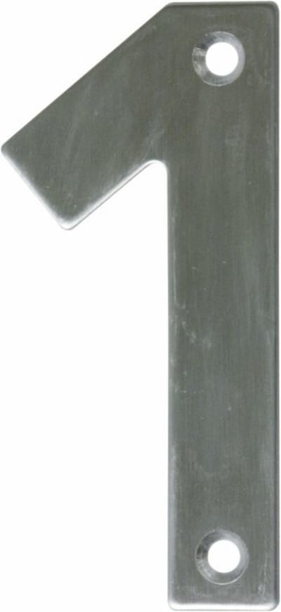 AMIG Huisnummer 1 - massief Inox RVS - 10cm - incl. bijpassende schroeven - zilver