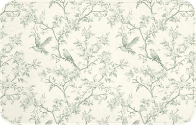 WC mat 80x50 cm - Antislip - Klassiek - Vogels - Groen - Toiletmat - Vloermat - Douchemat - Toilet tapijt - Toiletmatten