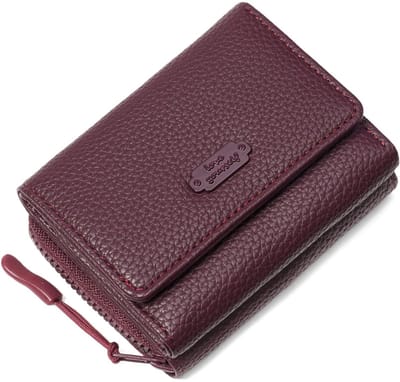 Dailygoods- Damesportemonnee Klein - Damesportemonnee met RFID-bescherming - 7 Kaartvakken - Donker Bordeaux - Compact Ontwerp - Portemonnee