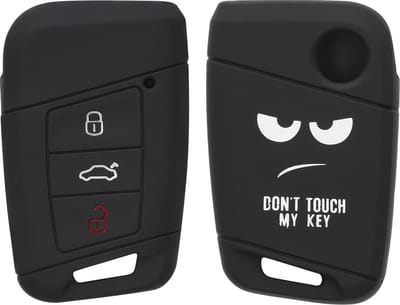 kwmobile autosleutel hoesje geschikt voor VW 3-knops autosleutel (alleen Keyless Go) - Autosleutel behuizing in wit / zwart - Don't Touch My Key design
