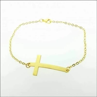 Aramat Jewels | Armbanden | Trendy Goudkleurige Stalen Kruisarmband | | | |2mm | Staal | Volwassenen | Verkleurd niet