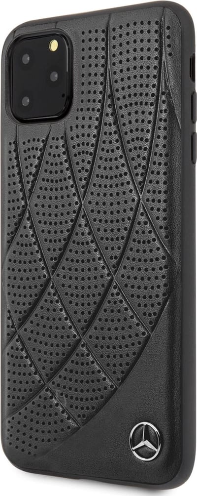 iPhone 11 Pro Max Backcase hoesje - Mercedes-Benz - Effen Zwart - Leer