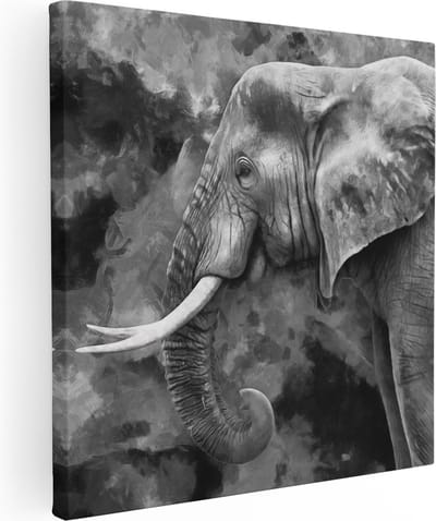 Artaza Canvas Schilderij Olifant - 80x80 cm - Wanddecoratie Dieren - Muurdecoratie Afrika - Schilderijen Op Canvas