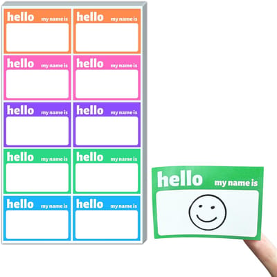 Dailygoody - Naamstickers - Zelfklevende Etiketten - 5 Kleuren - 75 x 50 mm - Perfect voor School of Thuis - Levendige Kleuren