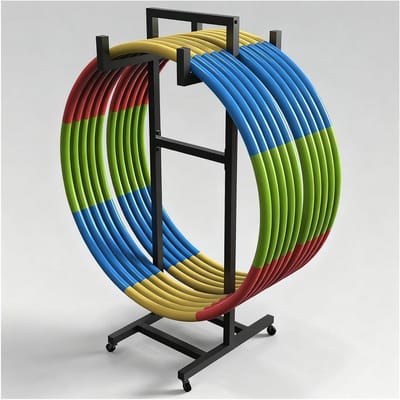 Hoelahoep Houder - Fitness Ring Wagen - Sportuitrusting Opbergen - Met Wielen - 45x30x100cm - Zwart