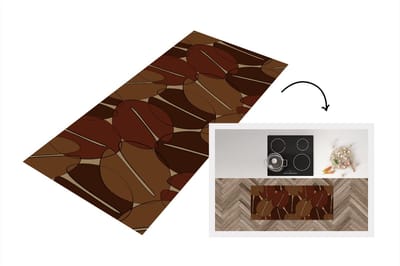 Keukenloper - Loper keuken - Koffiebonen - Patronen - Coffee - 120x50 cm - Keukenloper vinyl