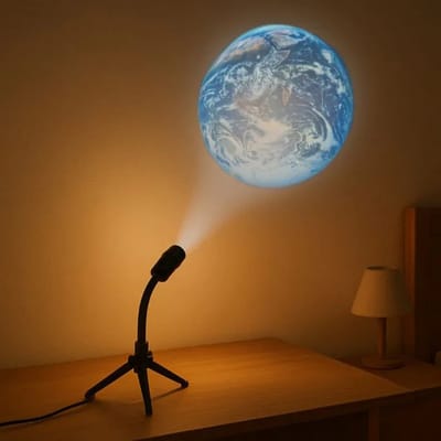 Projectielamp Aarde & Maan – Sfeerlamp – 360° Verstelbare Houder – USB Voeding