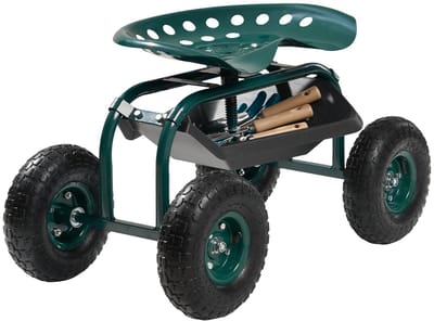 Tuinstoel Op Wieltjes 800x487x460/540 Mm, Mobiele Stoel met Gereedschapsbak, Draagvermogen Tot 136 Kg, Tuinkruk voor Buitengebruik, Rolstoel voor Het Planten En Wieden Van Groene Oppervlakken