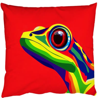 Sierkussens - Kussentjes Woonkamer - 50x50 cm - Kikker - Kleurrijk - Strepen - Ogen