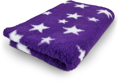 Vet Bed - Stars Royal Paars Wit - Antislip Hondenmat - 2 Stuks - 75 x 50 cm - Paars en Wit - Waterafstotend - Latex Antislip - Benchmat Hond - Hondendeken - Hondenkleed - Machinewasbaar