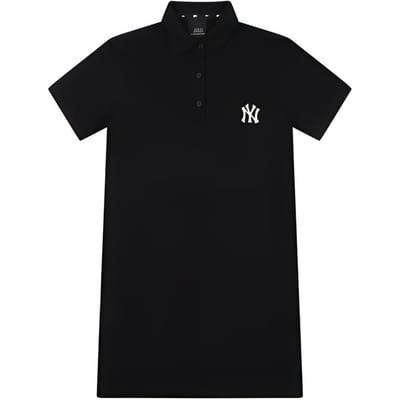MLB New York Yankees Couleur Unie Brodé Lâche Sportif Décontracté Mode Confortable Doux Respirant Col Polo Manches Courtes Robe 31OP12131-50L XS white