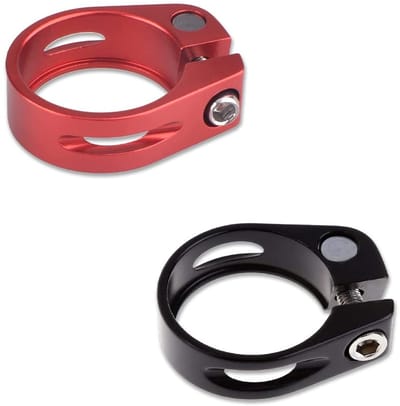 Allecto - Aluminium Zadelklem - Zadelpenklem - Verbeterde grip - Zwart Rood - Ergonomisch ontwerp - Geschikt voor fietsen - 2 Stuks