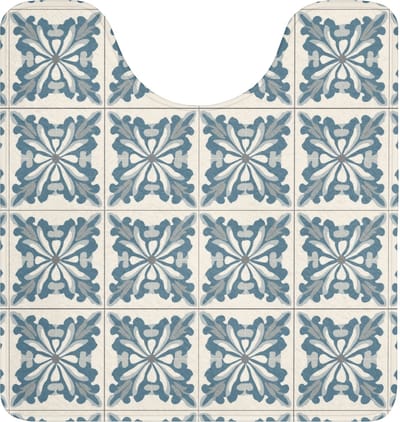 WC mat met uitsparing 55x60 cm - Antislip - Dessin - Tegel - Blauw - Toiletmat met uitsnijding - Vloermat - Douchemat - Toilet tapijt - Toiletmatten