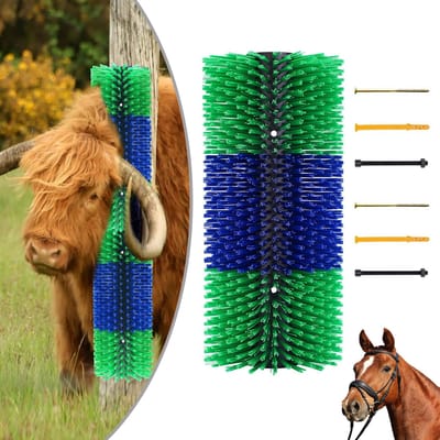 Krabborstel Voor Paarden - Krabborstel Voor Koeien - Verlicht Jeuk Op De Rug Van Boerderijdieren - Emotioneel Rustgevend - Halfronde Krabborstel Voor Paarden Koeien Schapen En Varkens