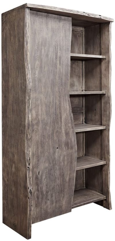 MASSIVMOEBEL24.DE acacia open kast grijs massief hout 105x45x204 cm (BxTxH) gelakt gemonteerd PURE ACACIA volledig massief #910