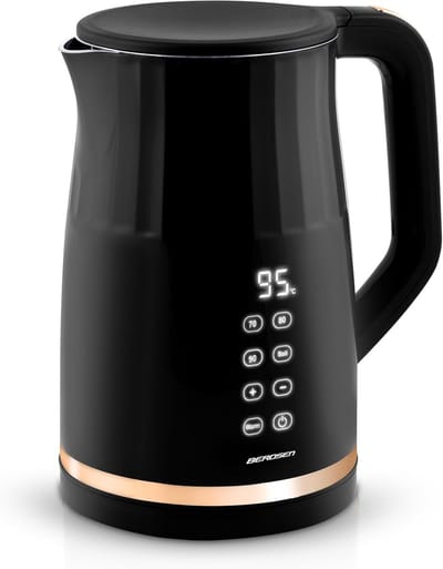 Elektrische Waterkoker - Snel Koken - Thee en Koffie - Temperatuur Instelbaar - 17 Liter - Zwart Goud