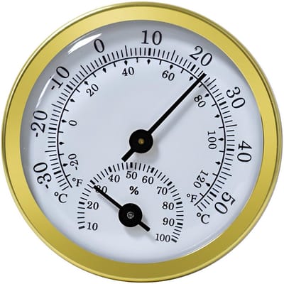 Dailygoods- Temperatuurmeter Mini 58mm - Thermohygrometer - Voertuig Thermometer - Aluminiumlegering - Temperatuurbereik -30~50℃ - Vochtigheidsbereik 10~100℃