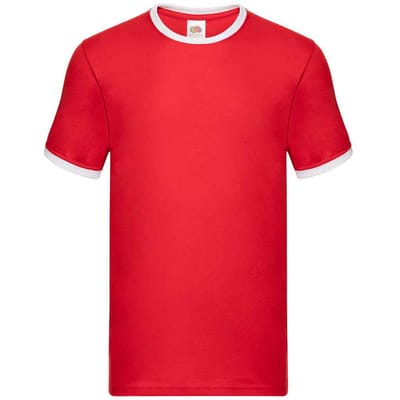 Fruit of the Loom Heren Ringer Contrast T-shirt (Rood/Wit)
