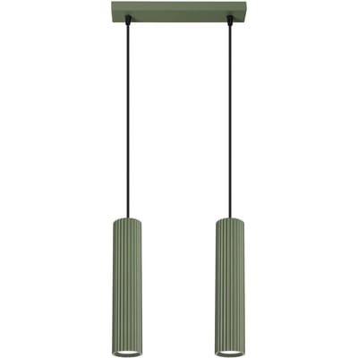 Sollux Lighting Hanglamp Karbon - GU10 - olijfgroen - aluminium - 90x30x6.5cm