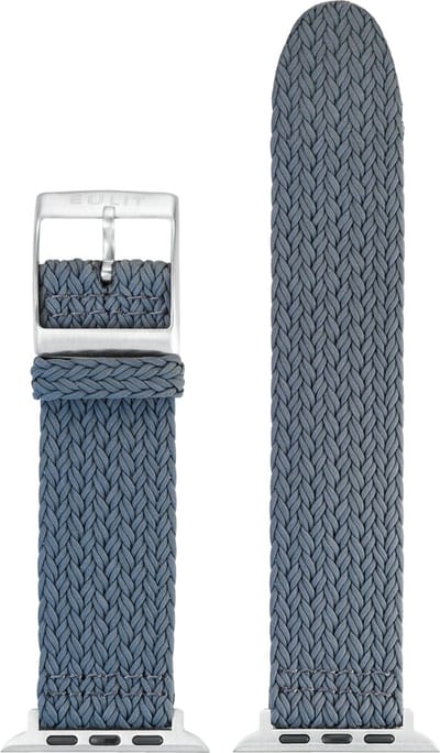 EULIT perlon horlogeband geschikt voor Apple Watch 38/40/41 maat - Serie 1/2/3/4/5/6/7/8/9/10 + SE - palma pacific smart - 20 mm - grijs - edelmetaal gesp glanzend - incl. adapter