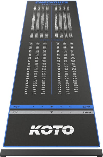 Dartmat - Vloerbeschermer Pijlen - Bescherming Vloer - Met Werplijnen - 285x80cm - Blauw