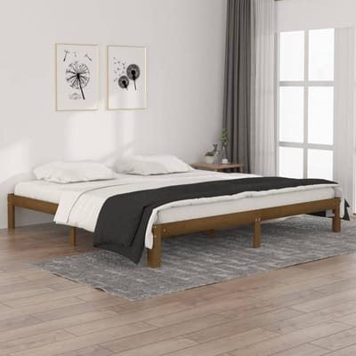 vidaXL - Bedframe - massief - grenenhout - honingbruin - 200x200 - cm