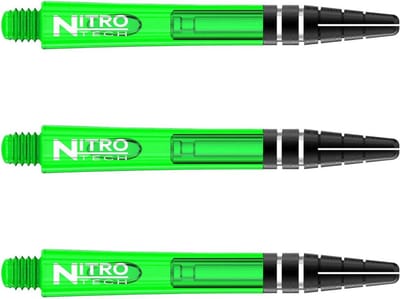 RED DRAGON - Nitrotech Groen Medium Dartschachten - 3 sets per pakket (9 stengels in totaal)