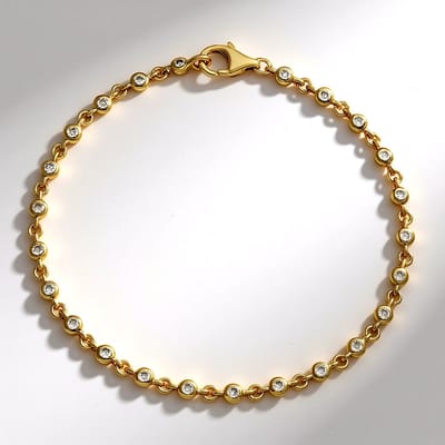 Cavill - Luxe Zilveren Armband - 925 Sterling Zilver met 24 I2 Bruine Diamanten - 0.635 ct Ronde Briljant - Bezel-zetting - Elegante Dames Armband