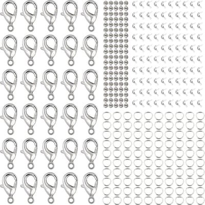 Behave Sieraden Onderdelen Pakket - Hobbypakket - Sieraden Maken - Karrabijnhaken - Springringen - Knijpkralen - Zilverkleur - RVS