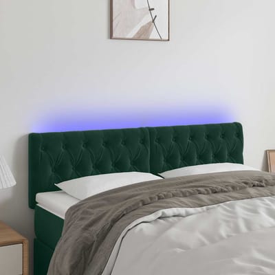 vidaXL - Hoofdbord - LED - 144x7x78/88 - cm - fluweel - donkergroen
