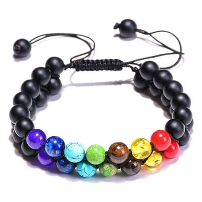 Fako Bijoux® - Dubbele Kralen Armband - 8mm - Natuursteen Armband Duo Gevlochten - Koordsluiting - Chakra Reiki