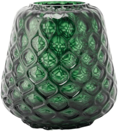 XLBoom Kuro Prism Small Moss – Mondgeblazen glazen vaas met geometrisch patroon – Kleur Moss groen – Design woonaccessoire