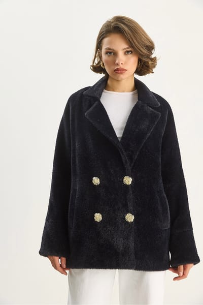 Oversized Textured Pluche Jas